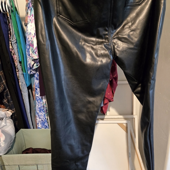 Torrid, sz 16,Black Faux Leather High-Rise Pants - Picture 5 of 6